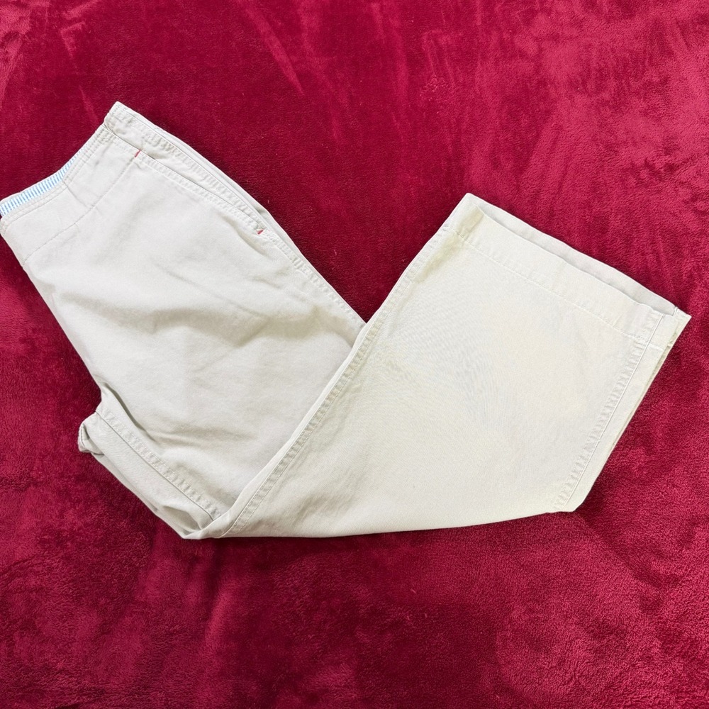 Tommy Hilfiger Womens Wide Leg Chino Pants Khaki Beige Cotton‎ Size 6 RN77306